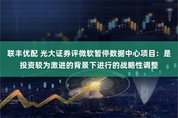 联丰优配 光大证券评微软暂停数据中心项目：是投资较为激进的背景下进行的战略性调整