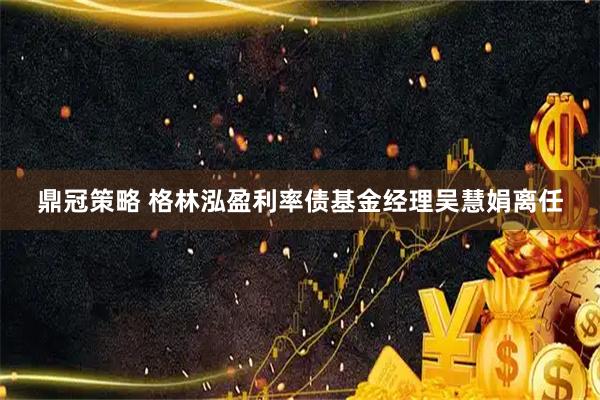 鼎冠策略 格林泓盈利率债基金经理吴慧娟离任